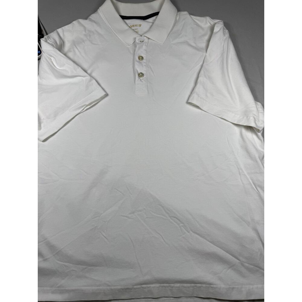 Orvis Polo Shirt XL White 100% Cotton Short Sleeve Classic Casual Made Peru - Picture 2 of 15